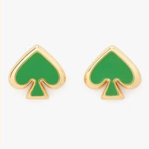 NEW!! Kate Spade Everyday Spade Enamel Stud Earrings, Green and Gold